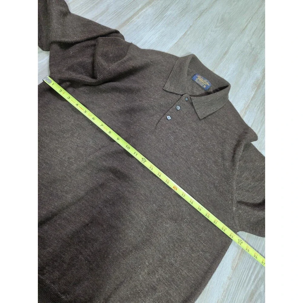Brooks Brothers 100% Merino Wool Long Sleeve Polo Sweater Brown Men's XL EUC